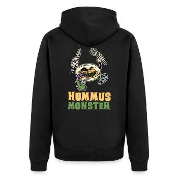 Hummus Monster - Unisex Premium Organic Zip Hoodie - black - Back - Nico (187cm)