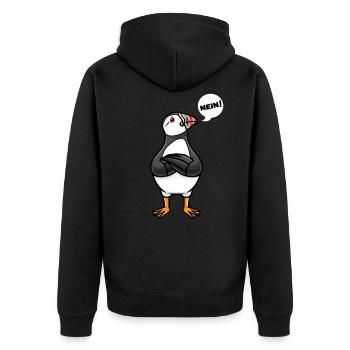 Sturer Papageitaucher Puffin Ornithologe - Unisex Premium Bio Zip Hoodie - Schwarz - Hinten - Nico (187cm)