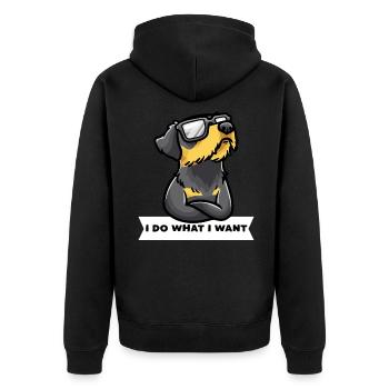 Stubborn German Hunting Terrier Dog Funny - Unisex Premium Organic Zip Hoodie - black - Back - Nico (187cm)