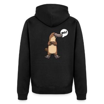 Sturer Schnabeltier lustige Tiere - Unisex Premium Bio Zip Hoodie - Schwarz - Hinten - Nico (187cm)