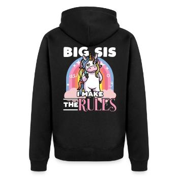 Big Sis Sœur aînée Sœur jumelle - Veste à capuche bio Premium Unisexe - noir - Dos - Nico (187cm)
