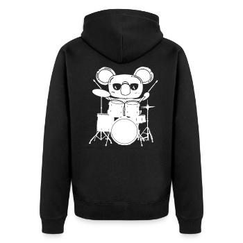 Drummer Koala with drums children - Unisex Premium Organic Zip Hoodie - black - Back - Nico (187cm)