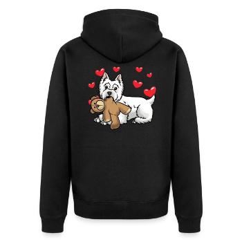 White West Highland Terrier Dog - Unisex Premium Organic Zip Hoodie - black - Back - Nico (187cm)