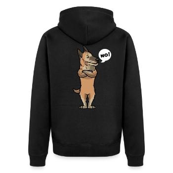 Stubborn Laekenois Dog Belgian Shepherd - Unisex Premium Organic Zip Hoodie - black - Back - Nico (187cm)