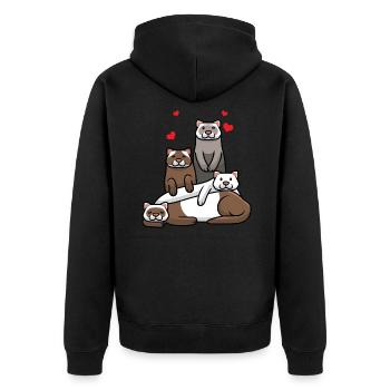 Frettchen Frett - Unisex Premium Bio Zip Hoodie - Schwarz - Hinten - Nico (187cm)