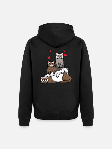 Frettchen Frett - Unisex Premium Bio Zip Hoodie - Schwarz