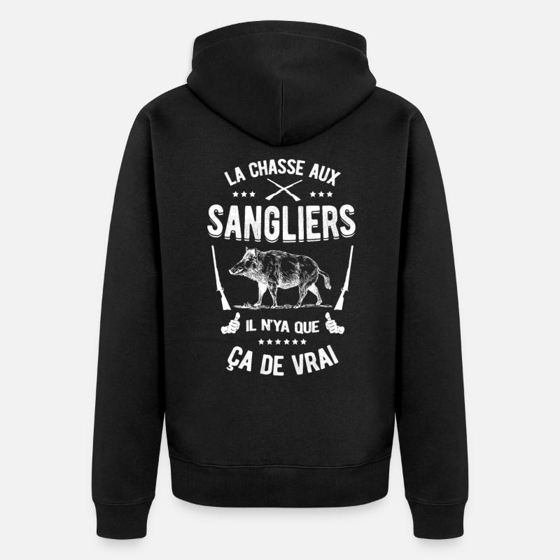 LA CHASSE AUX SANGLIERS - Veste à capuche bio Premium Unisexe - noir