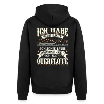 Flötist Flötenspieler Querflöte - Unisex Premium Bio Zip Hoodie - Schwarz - Hinten - Nico (187cm)