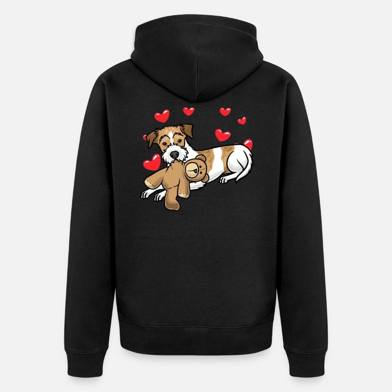 Chien Kromfohrländer avec peluche - Veste à capuche bio Premium Unisexe - noir