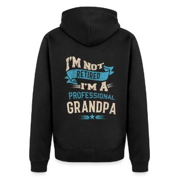 I'm not retired i'm a professional grandpa - Unisex Premium Bio Zip Hoodie - Schwarz - Hinten - Nico (187cm)