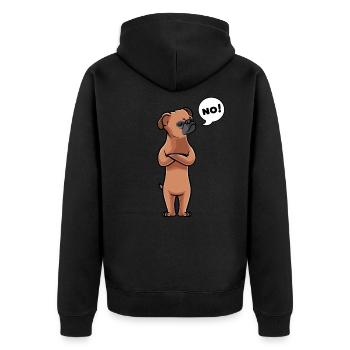 Sturer Petit Brabancon Hund Brabanter Griffon - Unisex Premium Bio Zip Hoodie - Schwarz - Hinten - Nico (187cm)