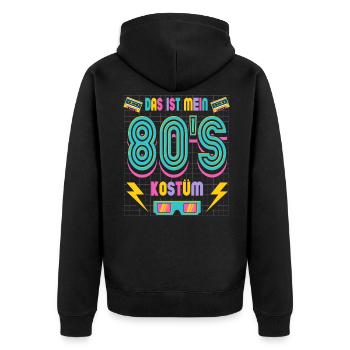 80er Jahre Kostüm Mottoparty 80s Kostüm - Unisex Premium Bio Zip Hoodie - Schwarz - Hinten - Nico (187cm)
