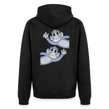 Affe Affen - Unisex Premium Bio Zip Hoodie - Schwarz - Hinten - Nico (187cm)