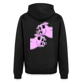 Schwein Schweine - Unisex Premium Bio Zip Hoodie - Schwarz - Hinten - Nico (187cm)