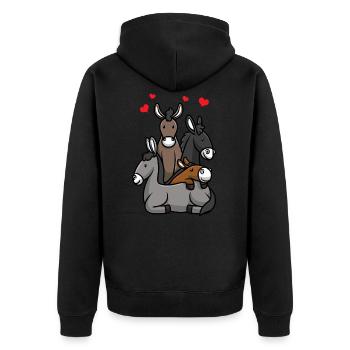 Hausesel Esel - Unisex Premium Bio Zip Hoodie - Schwarz - Hinten - Nico (187cm)