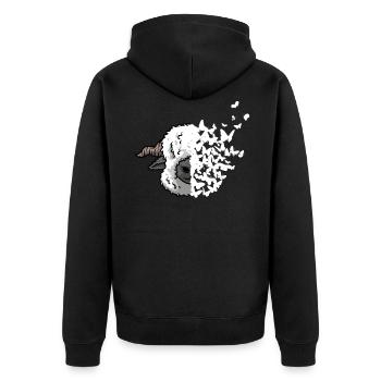 Valais Black-nosed Sheep Face Butterfly - Unisex Premium Organic Zip Hoodie - black - Back - Nico (187cm)