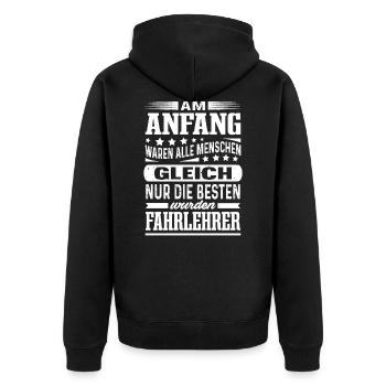 Bester Fahrlehrer Führerschein Fahrschule - Unisex Premium Bio Zip Hoodie - Schwarz - Hinten - Nico (187cm)