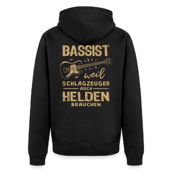 Lustiger Bassist Spruch Bass Basser E Bass - Unisex Premium Bio Zip Hoodie - Schwarz - Hinten - Nico (187cm)