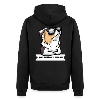 Stubborn Australian Shepherd Dog Aussie - Unisex Premium Organic Zip Hoodie - black - Back - Nico (187cm)
