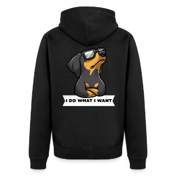 Sturer Brandlbracke Hund Vieräugl Kärntner Bracke - Unisex Premium Bio Zip Hoodie - Schwarz - Hinten - Nico (187cm)
