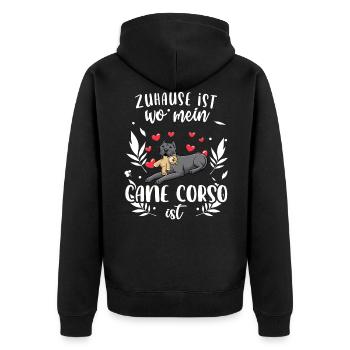 Cane Corso Italiano - Unisex Premium Bio Zip Hoodie - Schwarz - Hinten - Nico (187cm)