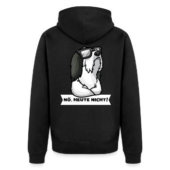 Sturer Bearded Collie Highland Collie - Unisex Premium Bio Zip Hoodie - Schwarz - Hinten - Nico (187cm)