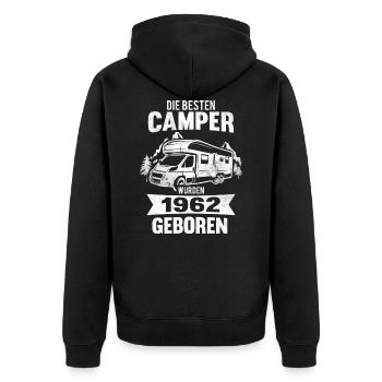 60. Geburtstag Camper 1962 Jahrgang 60 Jahre - Unisex Premium Bio Zip Hoodie - Schwarz - Hinten - Nico (187cm)