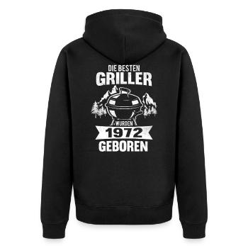 50. Geburtstag Grillmeister 1972 Jahrgang 50 Jahre - Unisex Premium Bio Zip Hoodie - Schwarz - Hinten - Nico (187cm)
