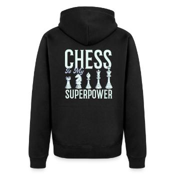 Chess Player Gift Chess Club Chess - Unisex Premium Organic Zip Hoodie - black - Back - Nico (187cm)