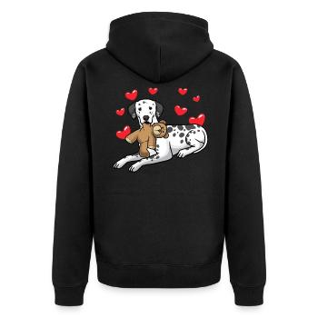 Chien en peluche dalmate et de nombreux cœurs - Veste à capuche bio Premium Unisexe - noir - Dos - Nico (187cm)