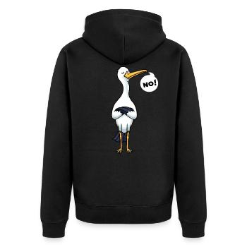 Cigogne têtue Oiseaux cigognes blanches - Veste à capuche bio Premium Unisexe - noir - Dos - Nico (187cm)