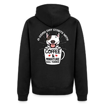 Miniature Bull Terrier Miniature Bull Terrier Café - Veste à capuche bio Premium Unisexe - noir - Dos - Nico (187cm)