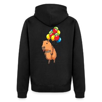 Capybara Wasserschwein Mit Luftballons Capybara - Unisex Premium Bio Zip Hoodie - Schwarz - Hinten - Nico (187cm)