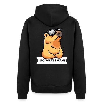Capybara Wasserschwein Hartnäckig Capybara - Unisex Premium Bio Zip Hoodie - Schwarz - Hinten - Nico (187cm)