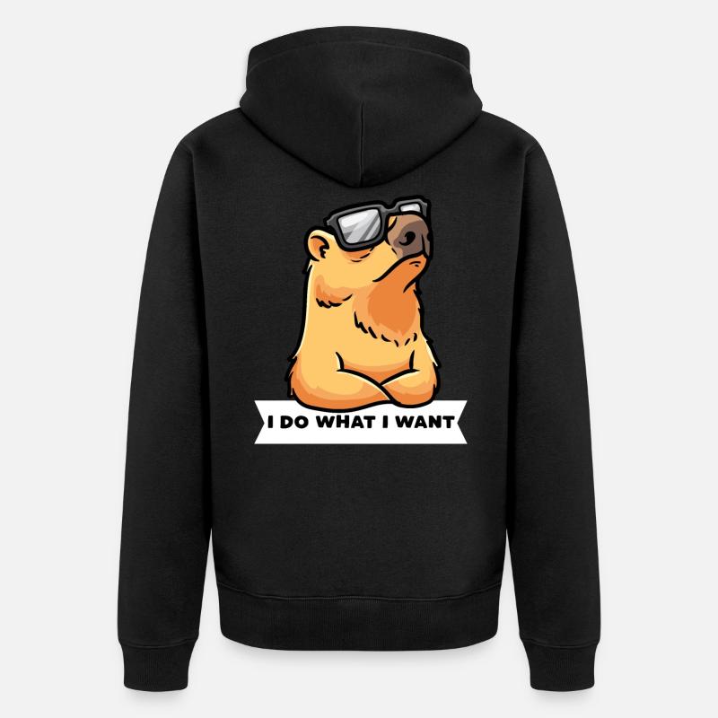 Capybara Capybara Persistent Capybara - Unisex Premium Organic Zip Hoodie - black