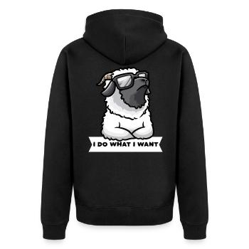 Stubborn Valais black-nosed sheep Sheep - Unisex Premium Organic Zip Hoodie - black - Back - Nico (187cm)