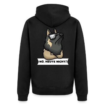 Sturer Tervueren Hund Belgischer Schäferhund - Unisex Premium Bio Zip Hoodie - Schwarz - Hinten - Nico (187cm)