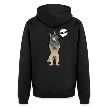 Sturer Tervueren Hund Belgischer Schäferhund - Unisex Premium Bio Zip Hoodie - Schwarz - Hinten - Nico (187cm)