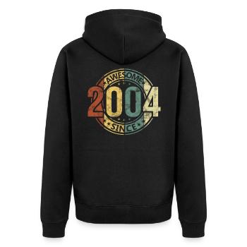 Ingenious since 2004 Retro Vintage - Unisex Premium Organic Zip Hoodie - black - Back - Nico (187cm)