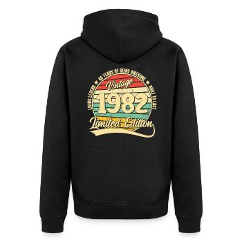 40 Jahre Geburtstag Mann Frau Deko Vintage Lustig - Unisex Premium Bio Zip Hoodie - Schwarz - Hinten - Nico (187cm)