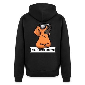 Rhodesian Ridgeback Hund - Unisex Premium Bio Zip Hoodie - Schwarz - Hinten - Nico (187cm)