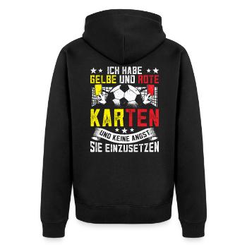 Schiri Schiedsrichter Karten Fußball Gelbe Karte - Unisex Premium Bio Zip Hoodie - Schwarz - Hinten - Nico (187cm)