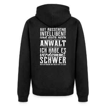 Anwalt Juristen Jurist Lustig Rechtsanwalt - Unisex Premium Bio Zip Hoodie - Schwarz - Hinten - Nico (187cm)