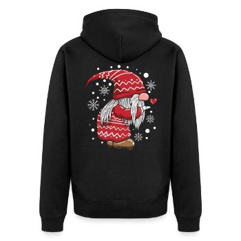 Weihnachten Wichtel Partnerlook - Unisex Premium Bio Zip Hoodie - Schwarz - Hinten - Nico (187cm)