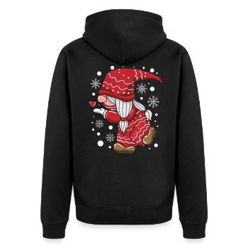 Weihnachten Wichtel Partnerlook - Unisex Premium Bio Zip Hoodie - Schwarz - Hinten - Nico (187cm)