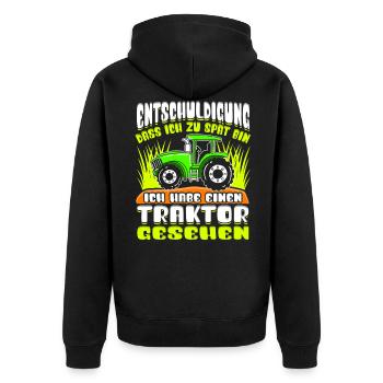 Trecker Bauernhof Traktor Kinder Landwirtschaft - Unisex Premium Bio Zip Hoodie - Schwarz - Hinten - Nico (187cm)
