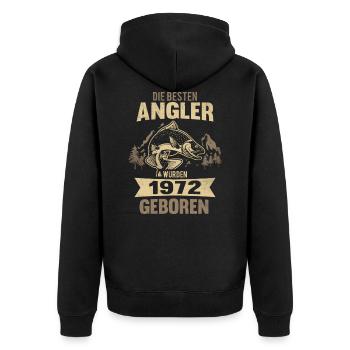 50. Geburtstag Angeln 1972 Jahrgang Fischer Angler - Unisex Premium Bio Zip Hoodie - Schwarz - Hinten - Nico (187cm)