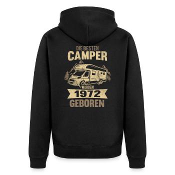 50. Geburtstag Camper 1972 Camping 50 Jahre - Unisex Premium Bio Zip Hoodie - Schwarz - Hinten - Nico (187cm)