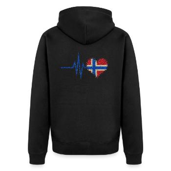 Mon cœur bat pour la Norvège - Coeur Glitter - Veste à capuche bio Premium Unisexe - noir - Dos - Nico (187cm)