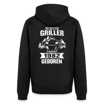 40. Geburtstag Grillmeister 1982 Jahrgang 40 Jahre - Unisex Premium Bio Zip Hoodie - Schwarz - Hinten - Nico (187cm)